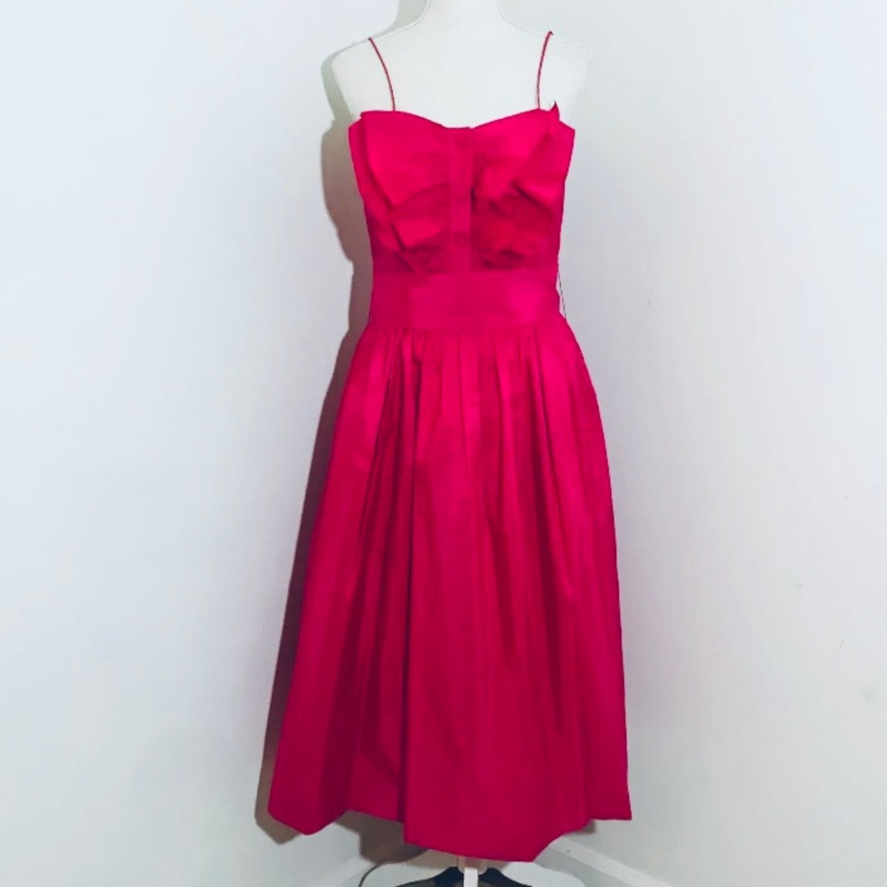 Vintage Pink Taffeta Midi Dress Size 8 Fit N Flare Barbiecore Rickie Freeman